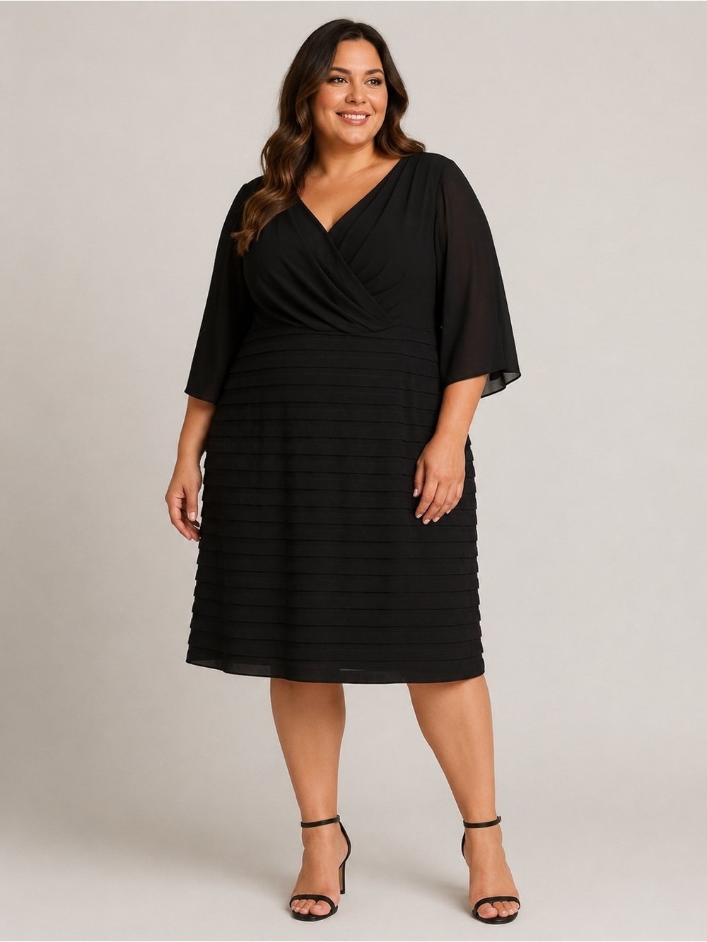 Adrianna Papell | Surplice Top Banded Bottom Black Elegant Formal Dress NWT 24W